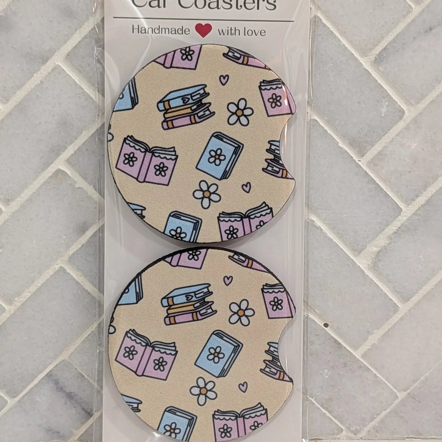 Flower Books Car Coasters