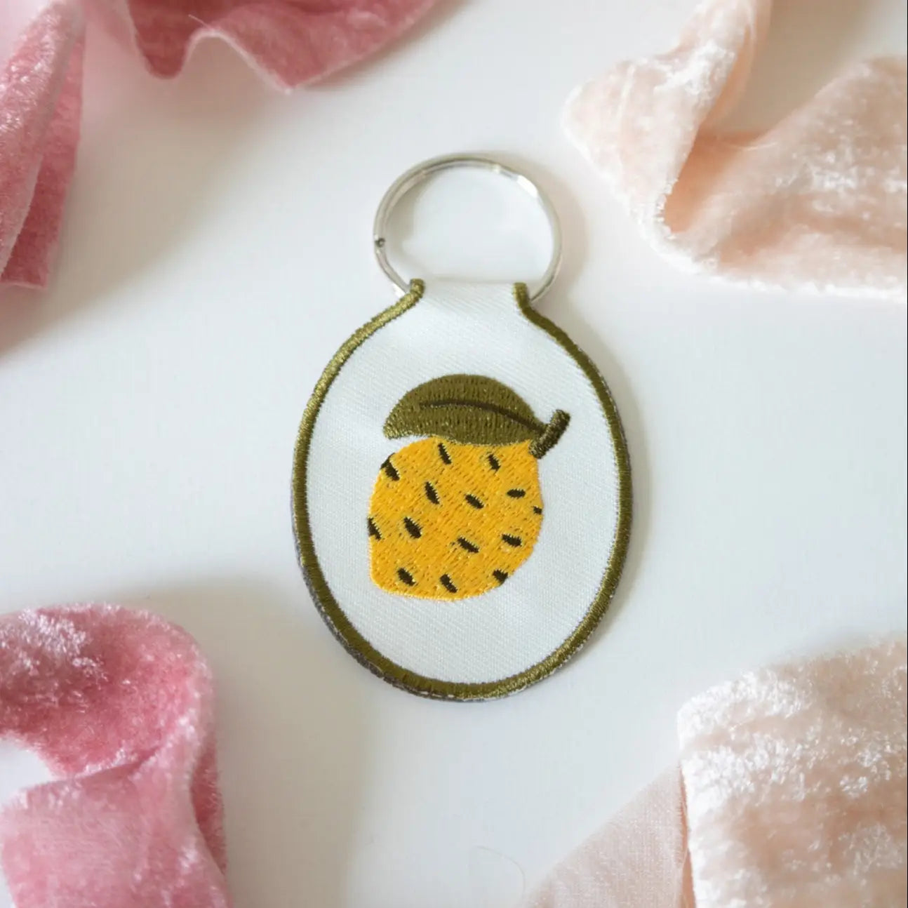 Lemon Embroidered Keychain