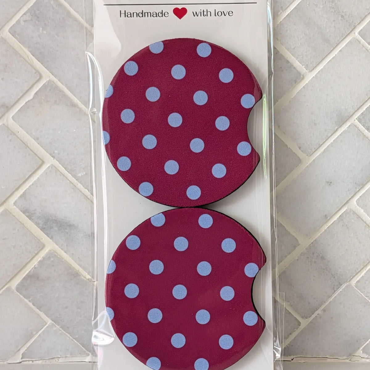 Polka Periwinkle Dots Car Coasters