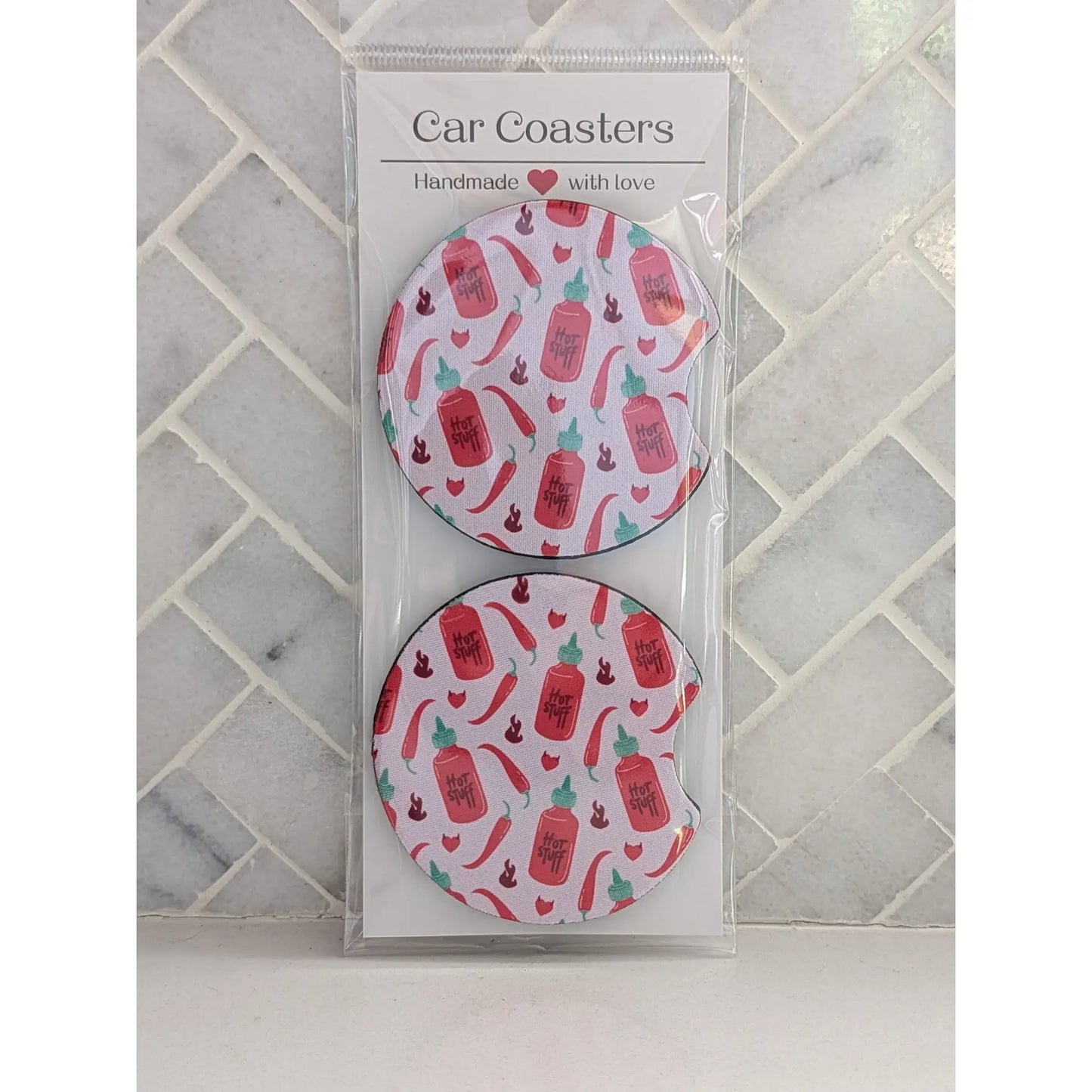 Hot Sauce & Chili Peppers Car Coasters