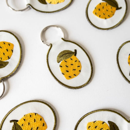 Lemon Embroidered Keychain