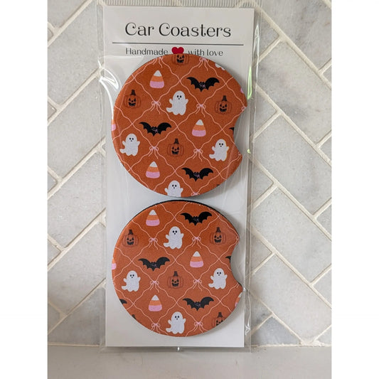 Pumpkin Lattice Halloween Car Coasters