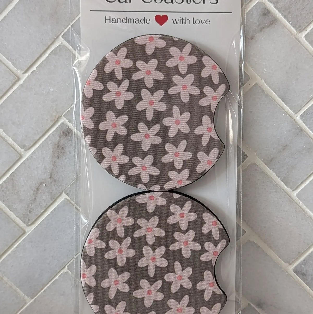 Sage Daisies Car Coasters