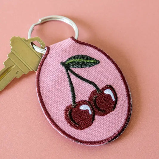 Cherry Embroidered Keychain
