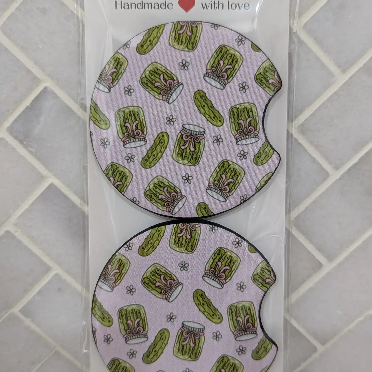 Pickle Lover Girls Coquette Car Coasters