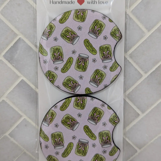 Pickle Lover Girls Coquette Car Coasters