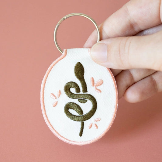 Snake Embroidered Keychain