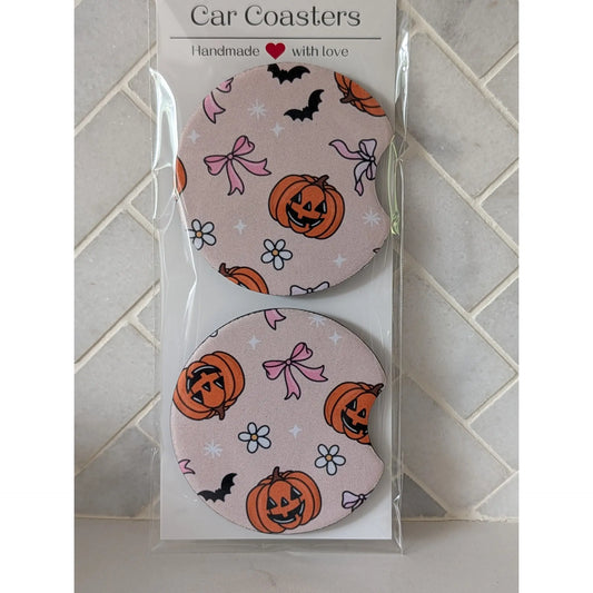 Pumpkin Batty Halloween Car Coasters