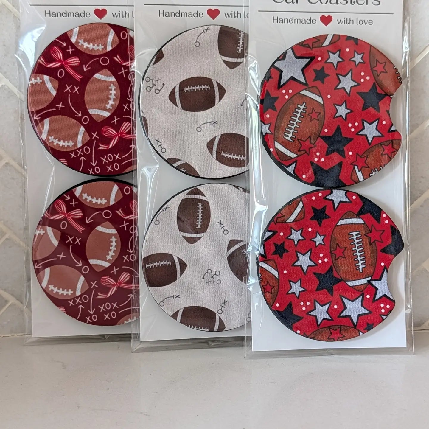 Brown Football Car Coasters