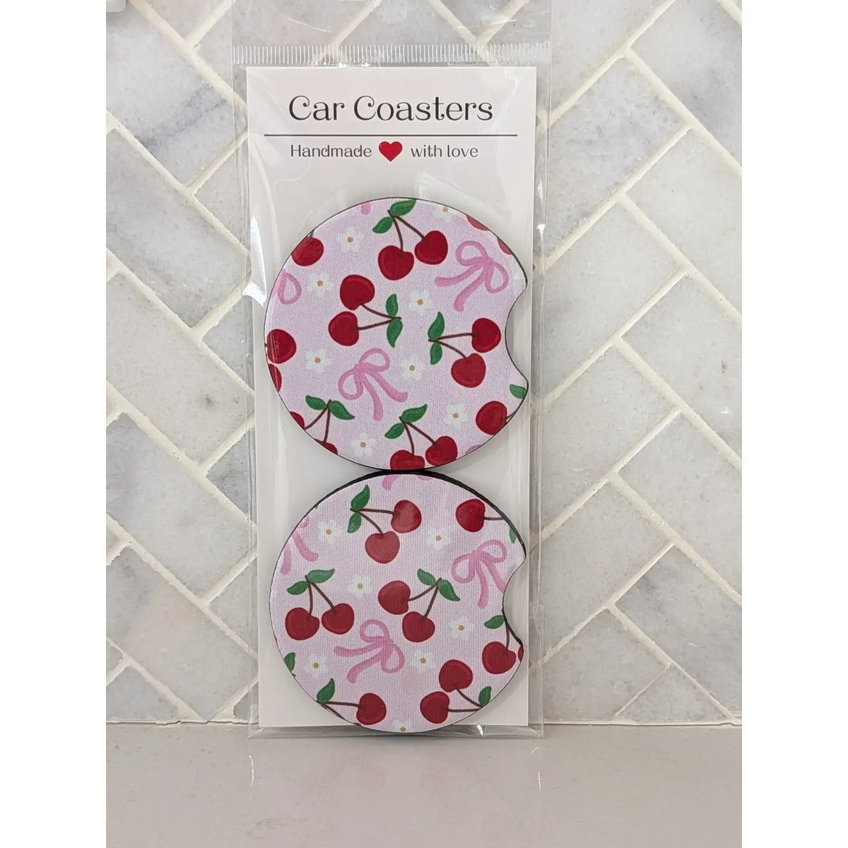 Cherry Bow Car Coasters