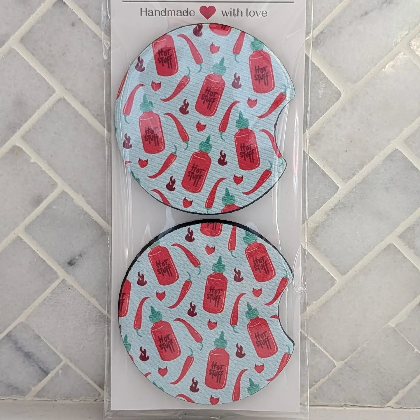 Hot Sauce & Chili Peppers Car Coasters