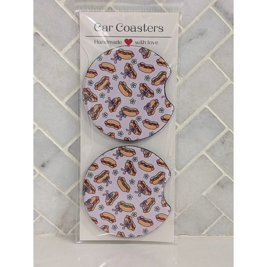 Hot Dog Lover Coquette Car Coasters