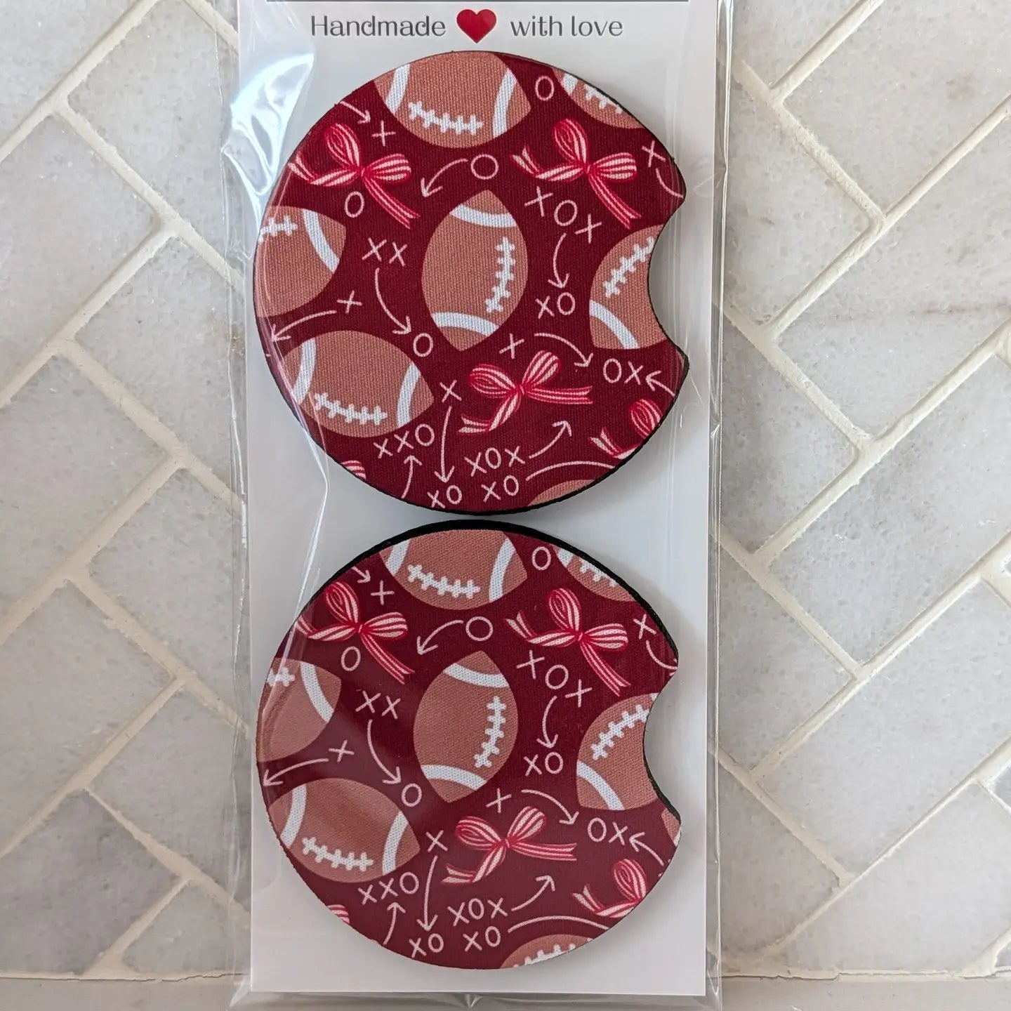 Football Bows Car Coasters
