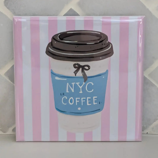 NYC Coffee Stripes Fridge Locker Magnet