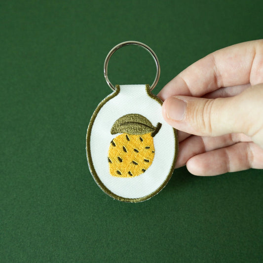 Lemon Embroidered Keychain