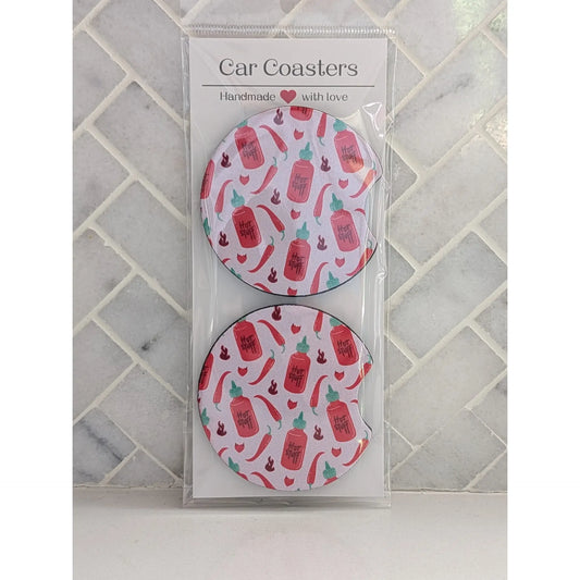 Hot Sauce & Chili Peppers Car Coasters