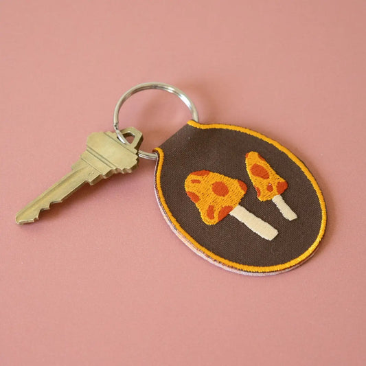 Mushroom Embroidered Keychain