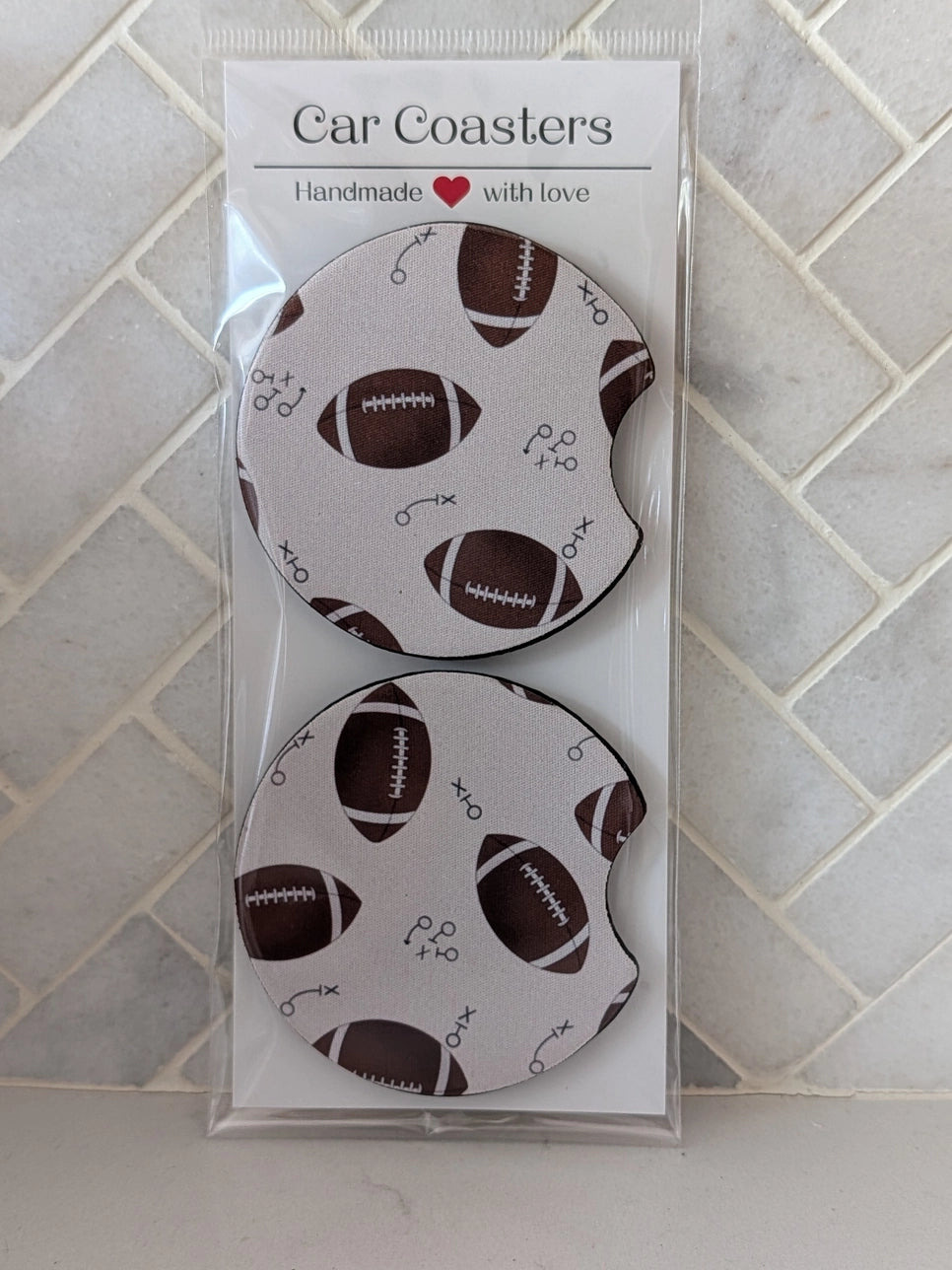Brown Football Car Coasters