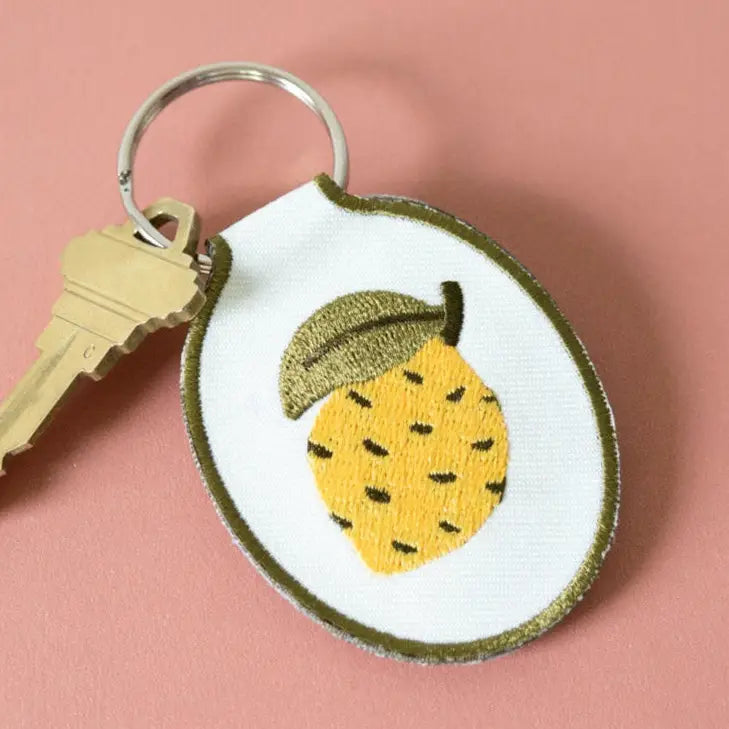 Lemon Embroidered Keychain