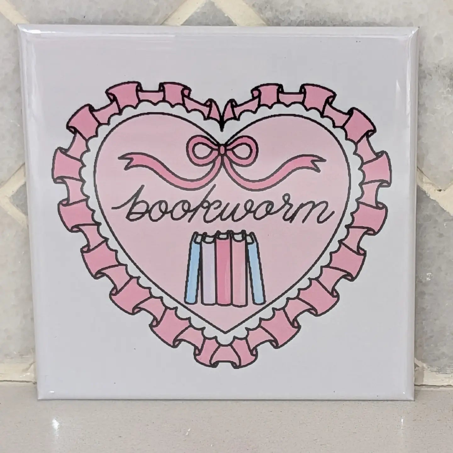 Bookworm Coquette Heart Fridge Locker Magnet