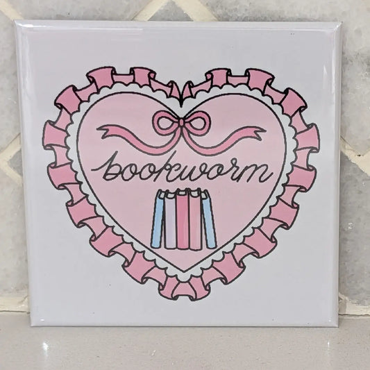 Bookworm Coquette Heart Fridge Locker Magnet