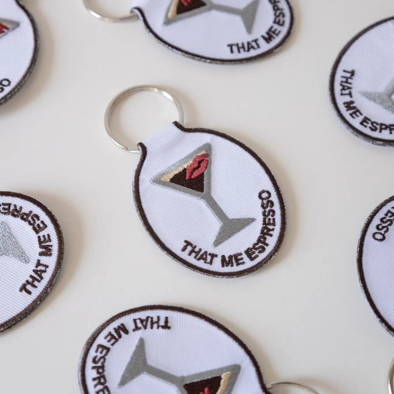 Espresso Embroidered Keychain