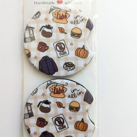 Gg Checker Autumn Fall Car Coasters